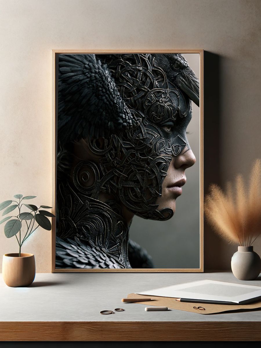 Raven Mask Portrait Print. — room view 2
