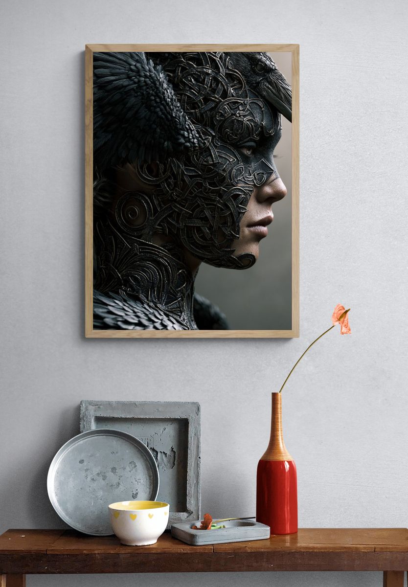 Raven Mask Portrait Print. — room view 3