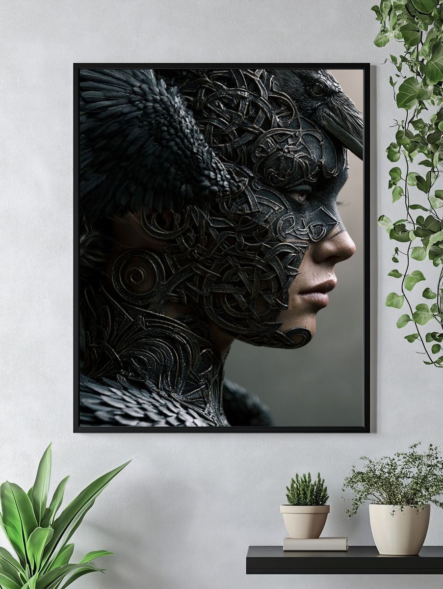 Raven Mask Portrait Print. — room view 4