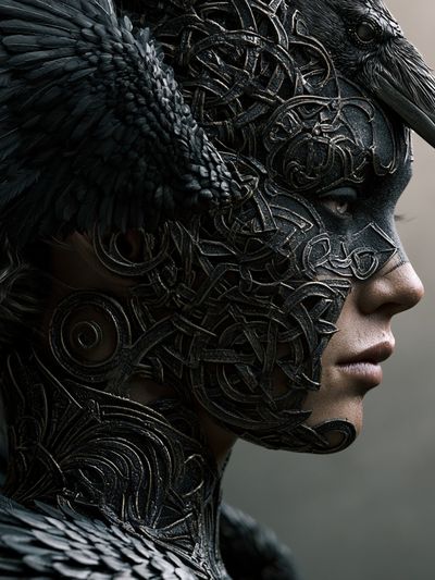 Raven Mask Portrait Print. poster