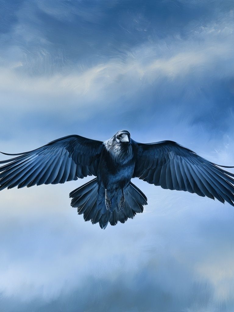 Soaring Raven Sky Poster. poster — animals art
