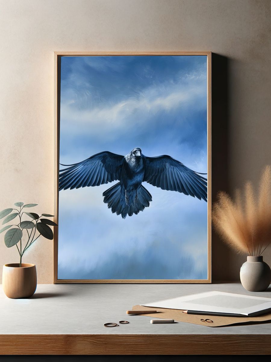 Soaring Raven Sky Poster. — room view 2