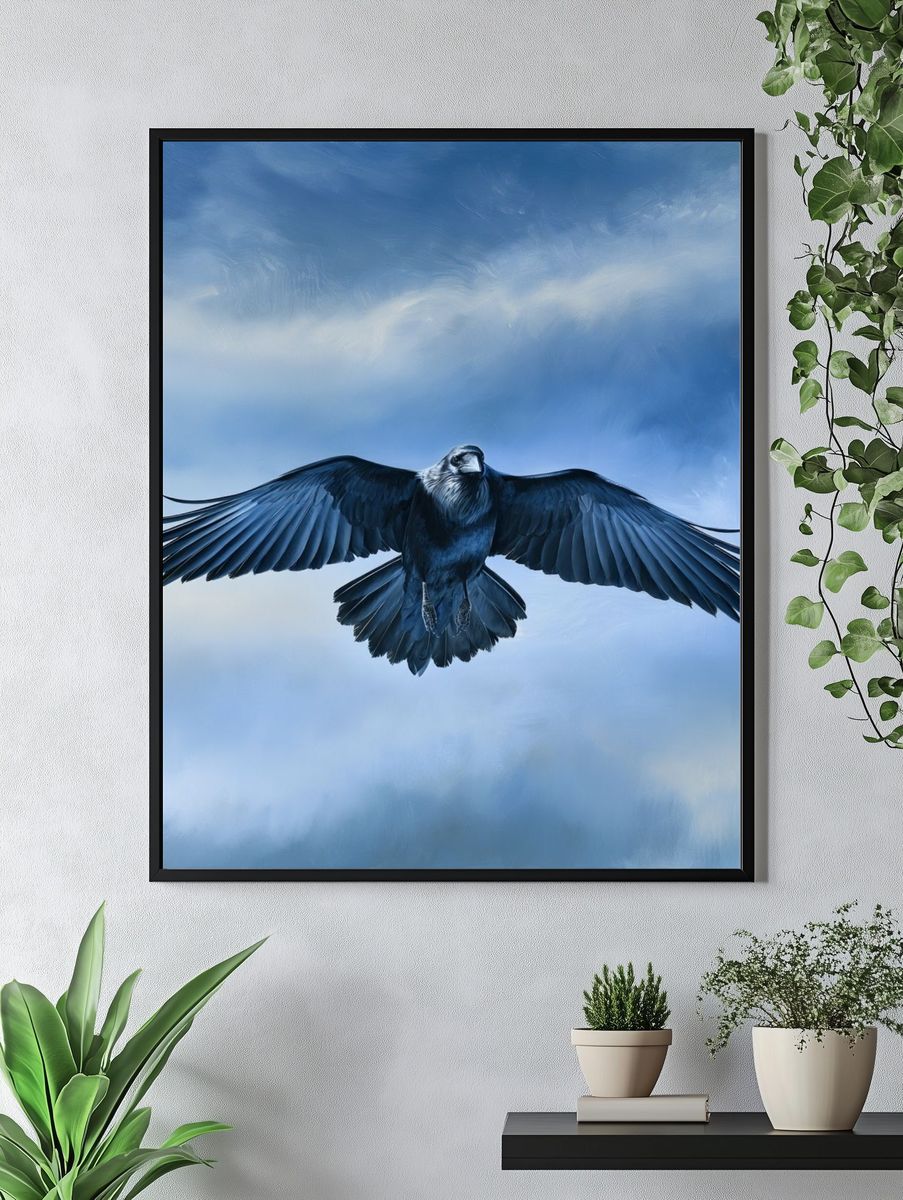 Soaring Raven Sky Poster. — room view 4