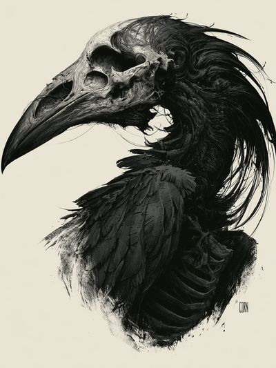 Raven Skull Ink Poster. poster
