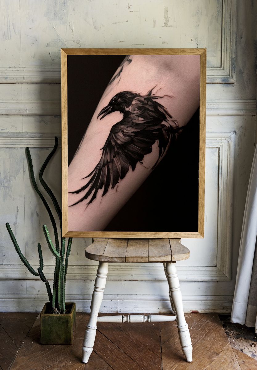 Raven Tattoo Photography Poster. room preview