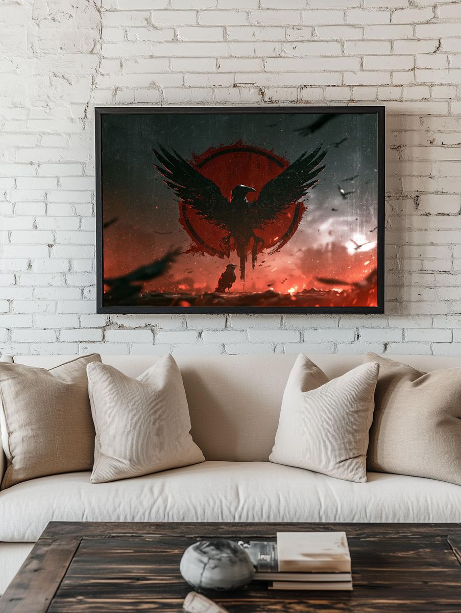 Raven Emblem Digital Art Poster. — room view 1