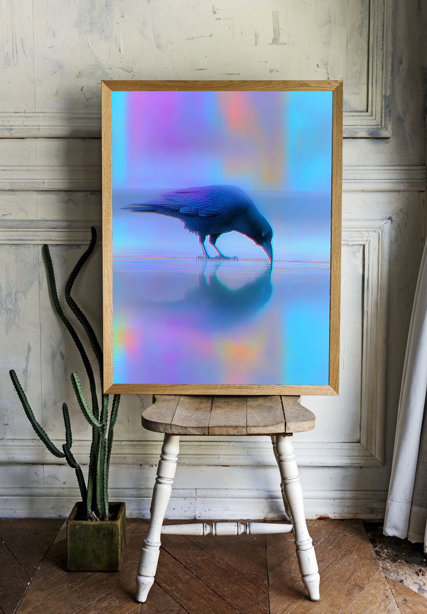 Raven Reflection Photography Poster. — room view 1