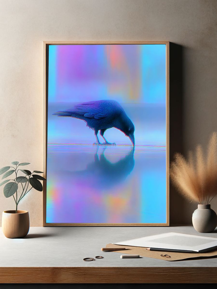 Raven Reflection Photography Poster. — room view 2