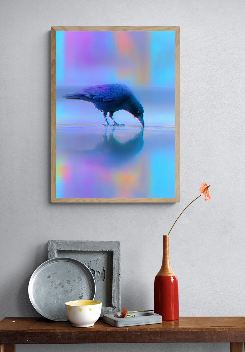 Raven Reflection Photography Poster. — room view 3
