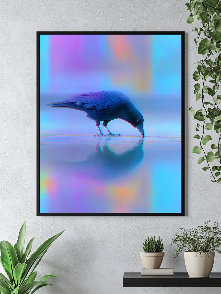 Raven Reflection Photography Poster. — room view 4