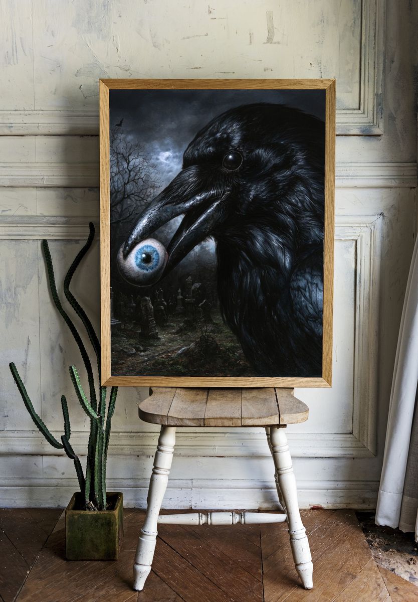 Raven with Eye Gothic Poster. — room view 1
