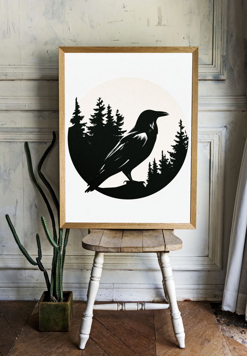 Raven Forest Silhouette Poster. — room view 1