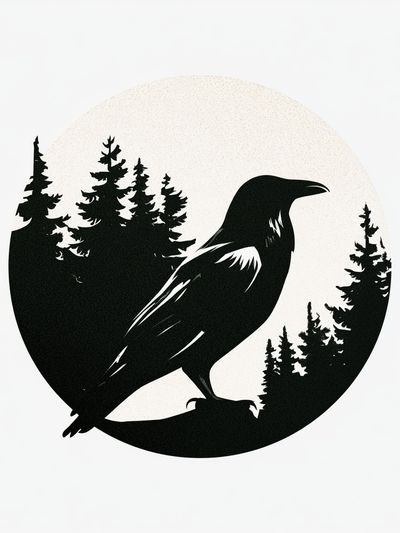 Raven Forest Silhouette Poster.