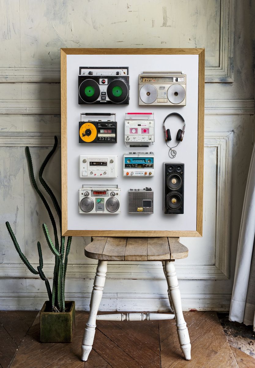 Retro Boombox Collection Poster. — room view 1
