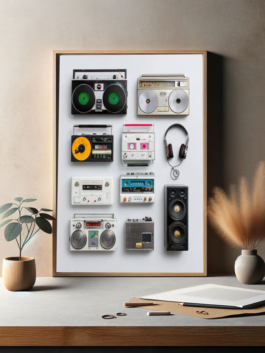 Retro Boombox Collection Poster. — room view 2