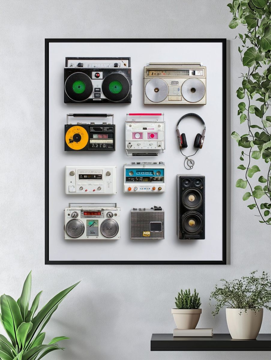 Retro Boombox Collection Poster. — room view 4