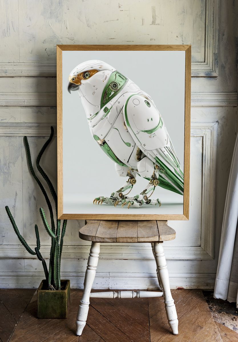 Robotic Falcon Illustration Poster. — room view 1