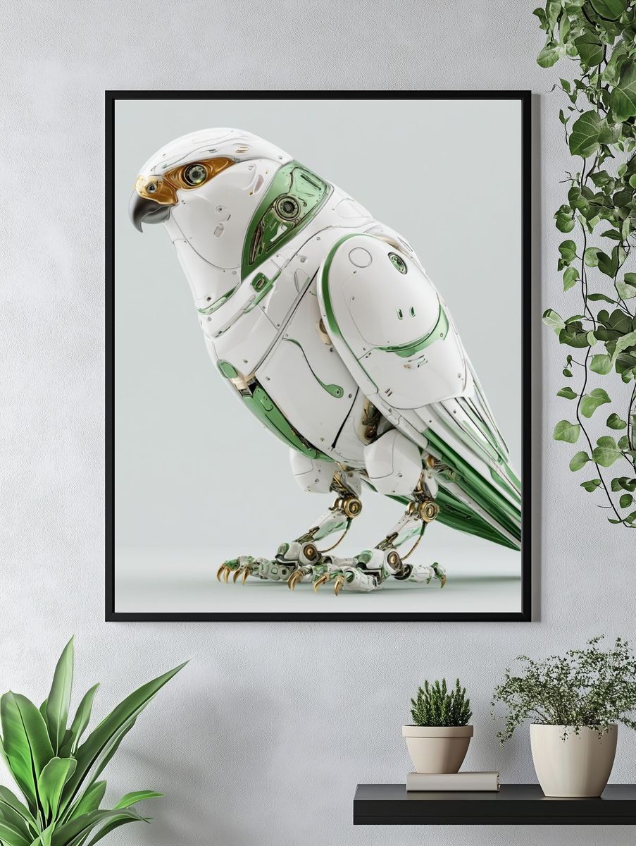 Robotic Falcon Illustration Poster. — room view 4