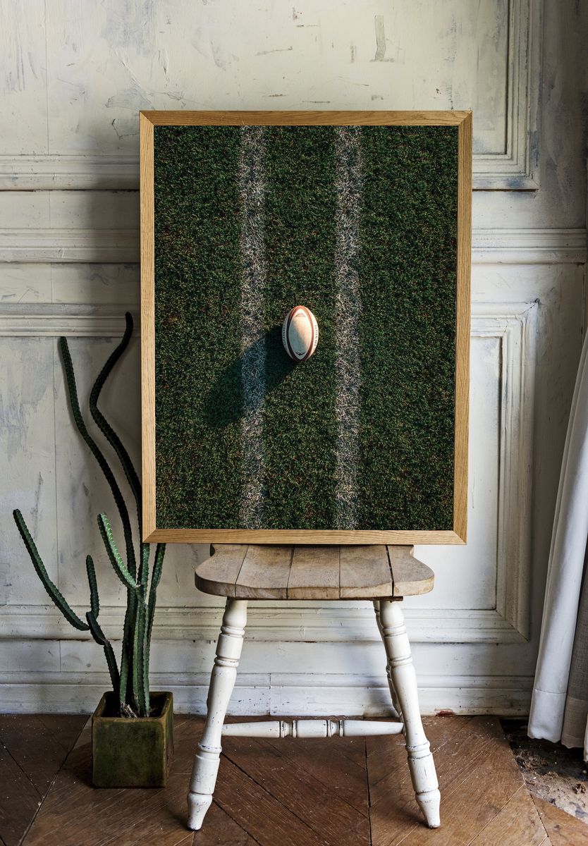 Rugby Ball on Field — Sports Print room preview