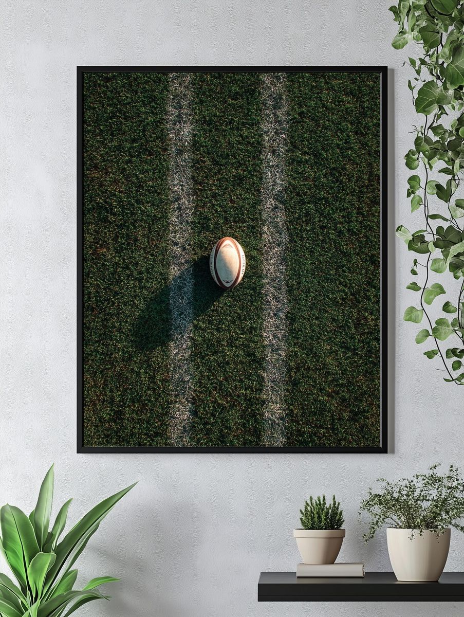 Rugby Ball on Field — Sports Print. — room view 4