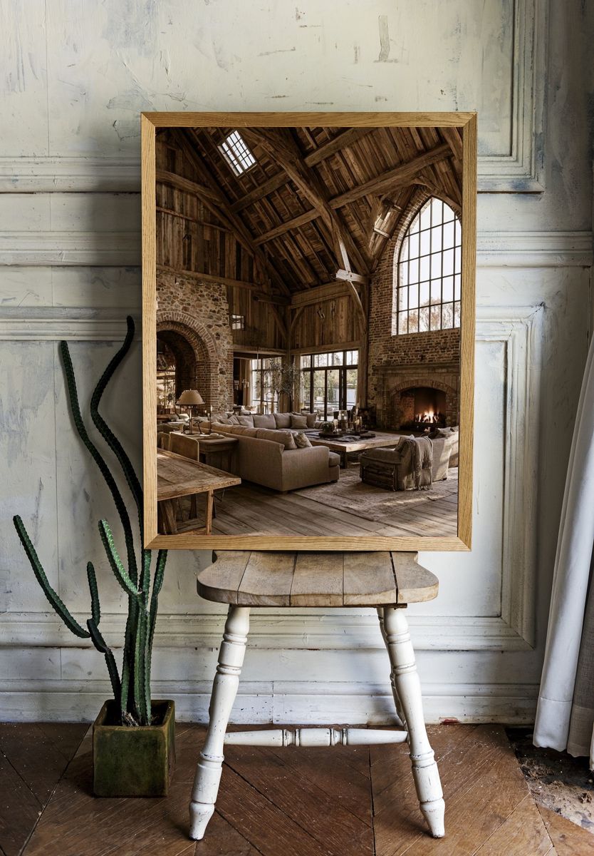 Rustic Barn Interior Photography Poster. — room view 1