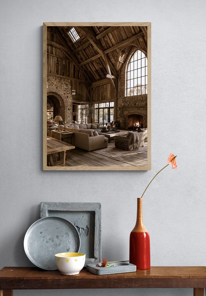 Rustic Barn Interior Photography Poster. — room view 3