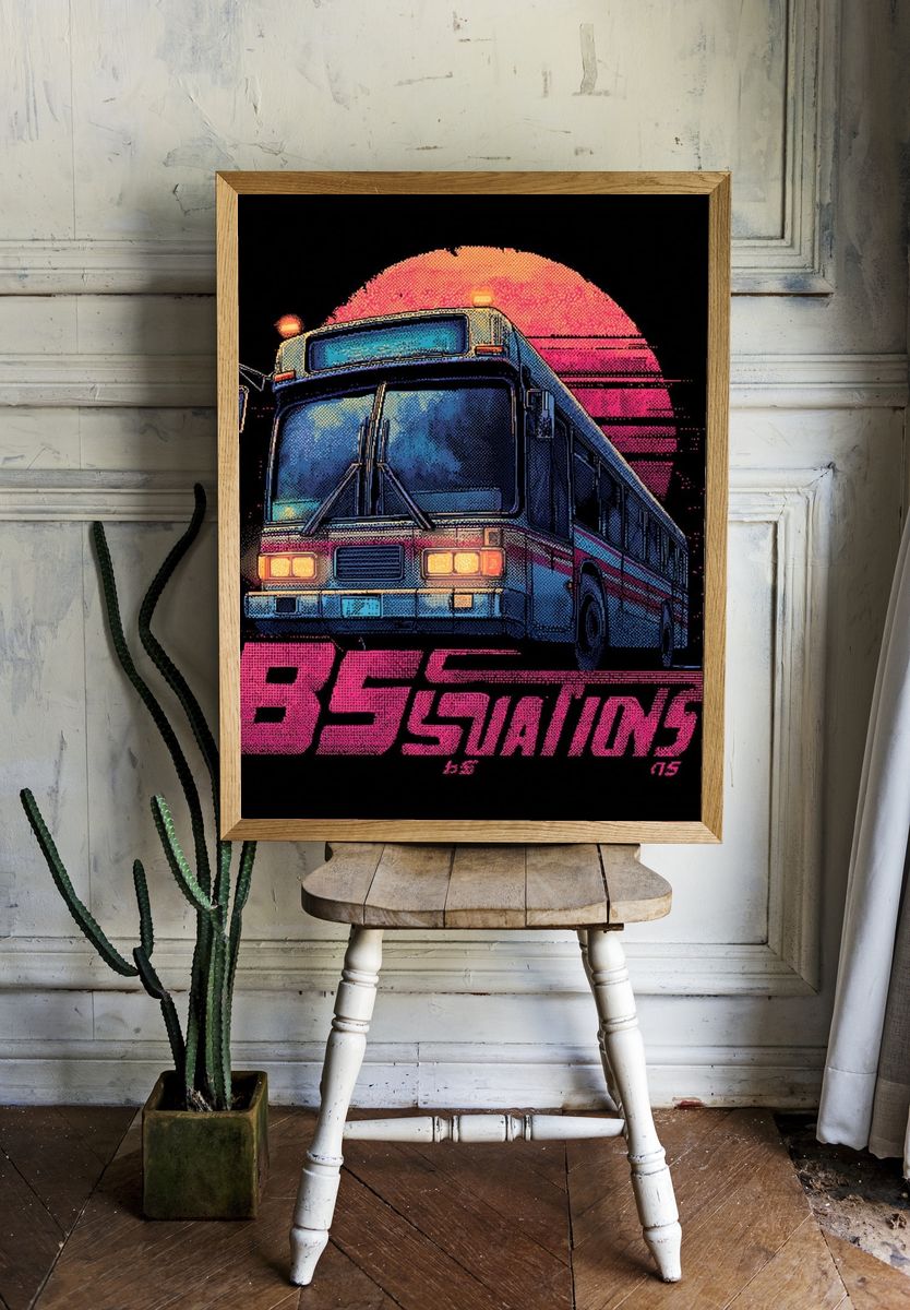 Retro Bus — Vintage Print room preview