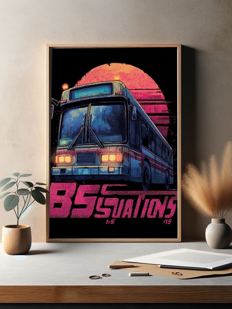 Retro Bus — Vintage Print. — room view 2