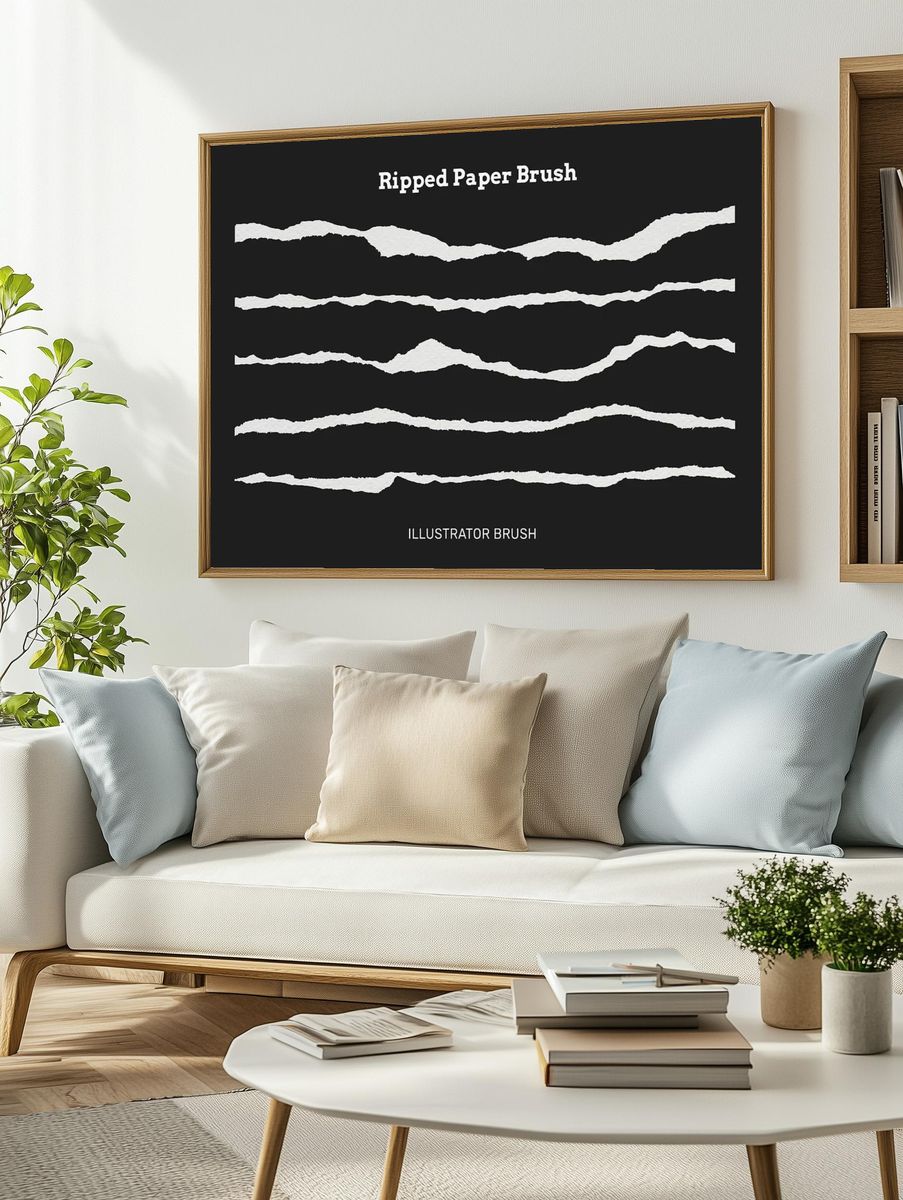 Ripped Paper Brush — Illustrator Brush Print. — room view 2