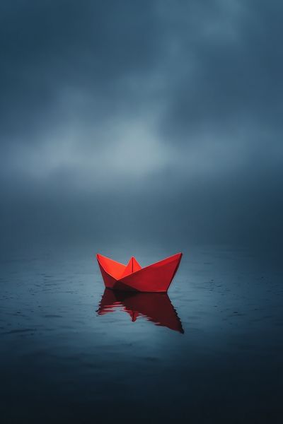 Red Paper Boat — Photography Print. poster