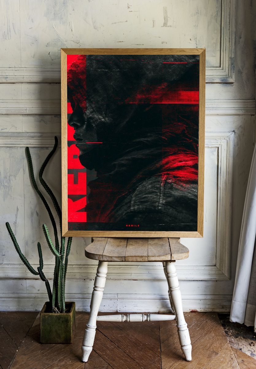 Red Rebirth Portrait Print. room preview