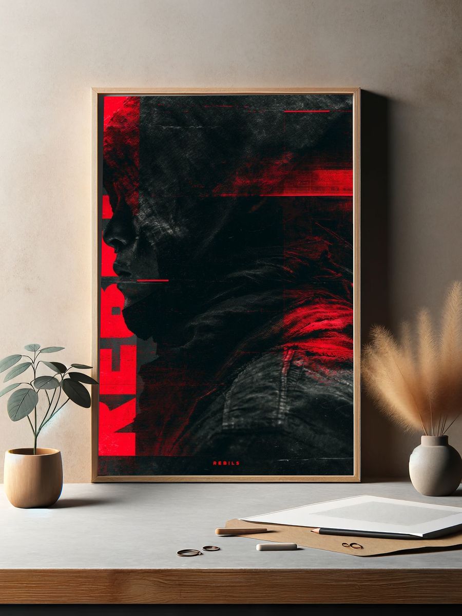 Red Rebirth Portrait Print. — room view 2