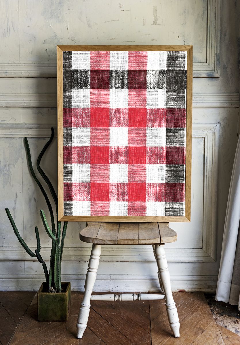 Red and Black Plaid Pattern Poster room preview