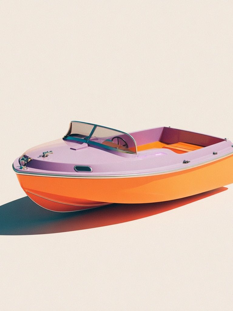 Colorful Retro Boat Poster. poster detail