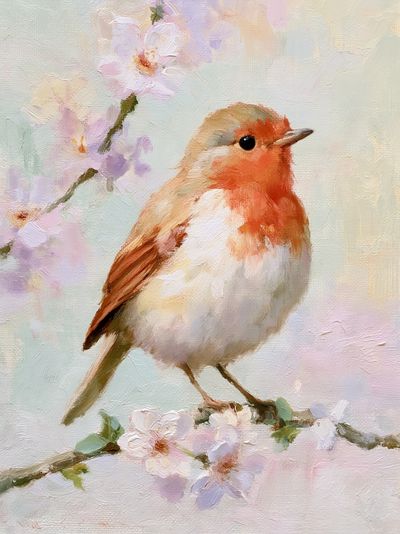 Robin Blossom Fine-Art Poster.