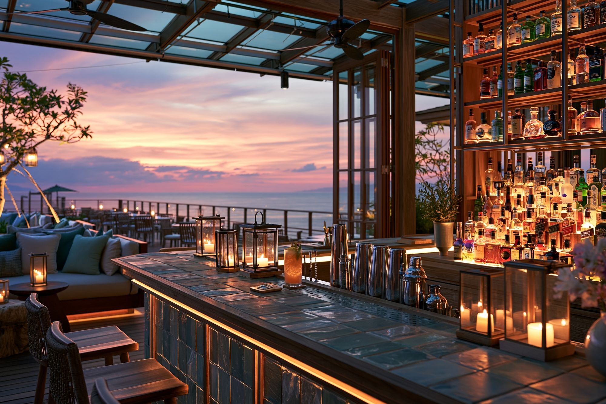 Sunset Rooftop Bar Photography Poster. poster — photography art