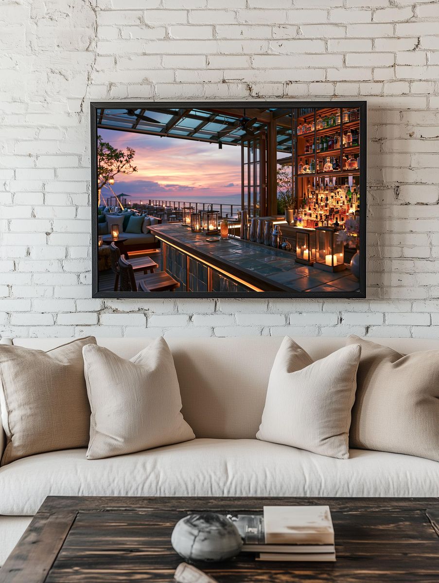 Sunset Rooftop Bar Photography Poster. — room view 1