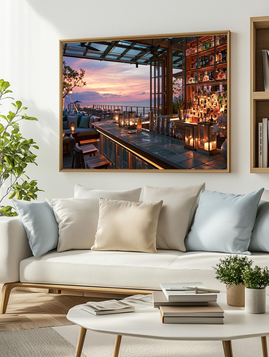 Sunset Rooftop Bar Photography Poster. — room view 2