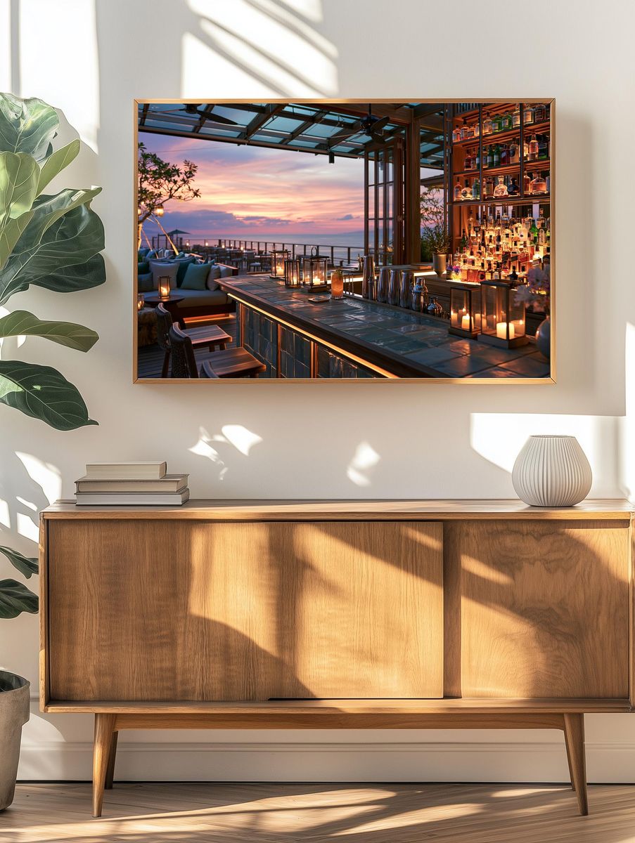 Sunset Rooftop Bar Photography Poster. — room view 3