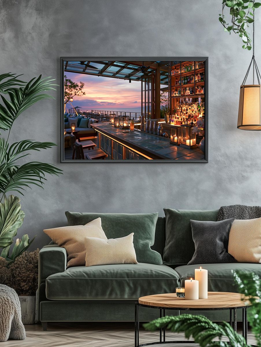 Sunset Rooftop Bar Photography Poster. — room view 4