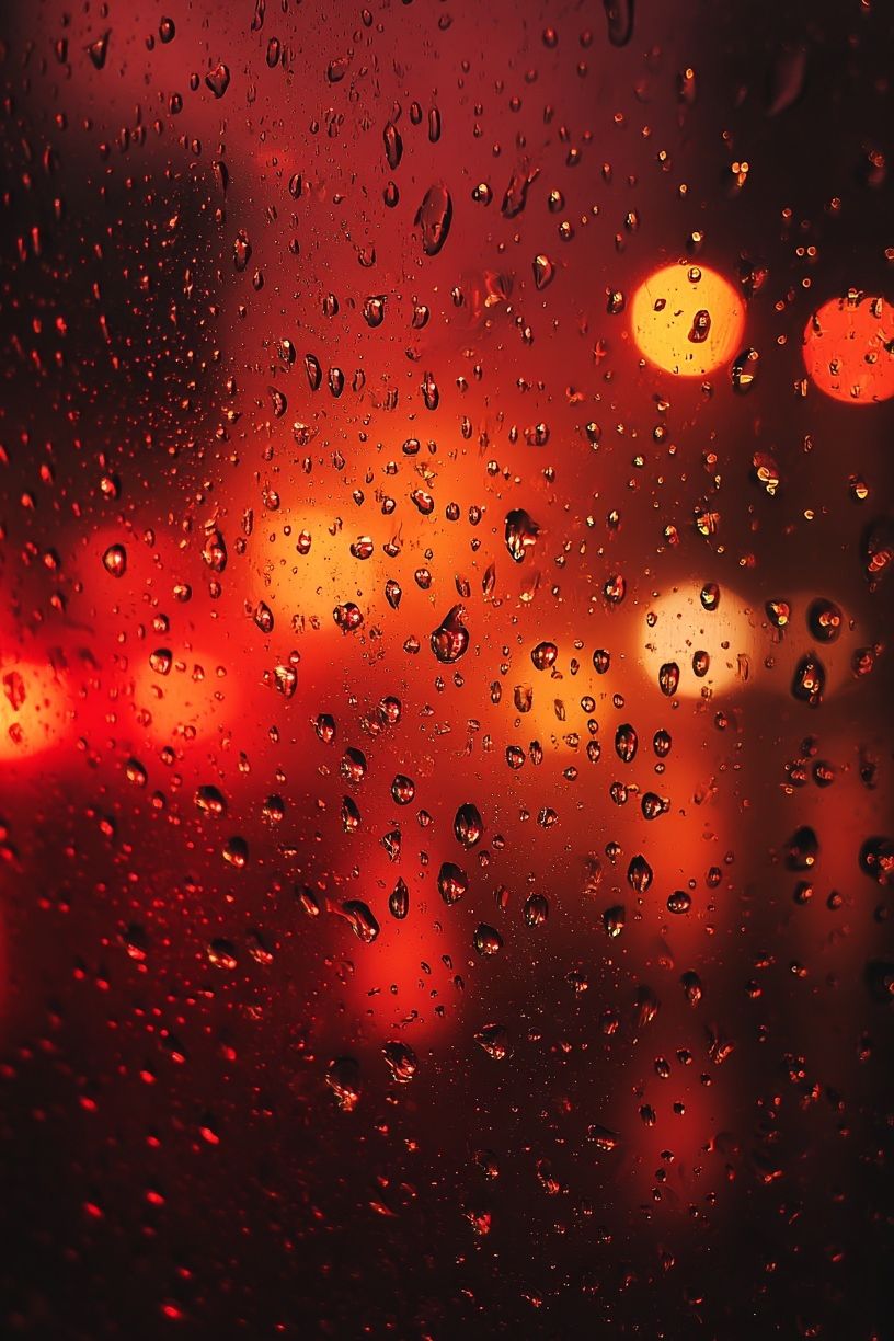 Rainy Red Bokeh Photography Poster. poster detail