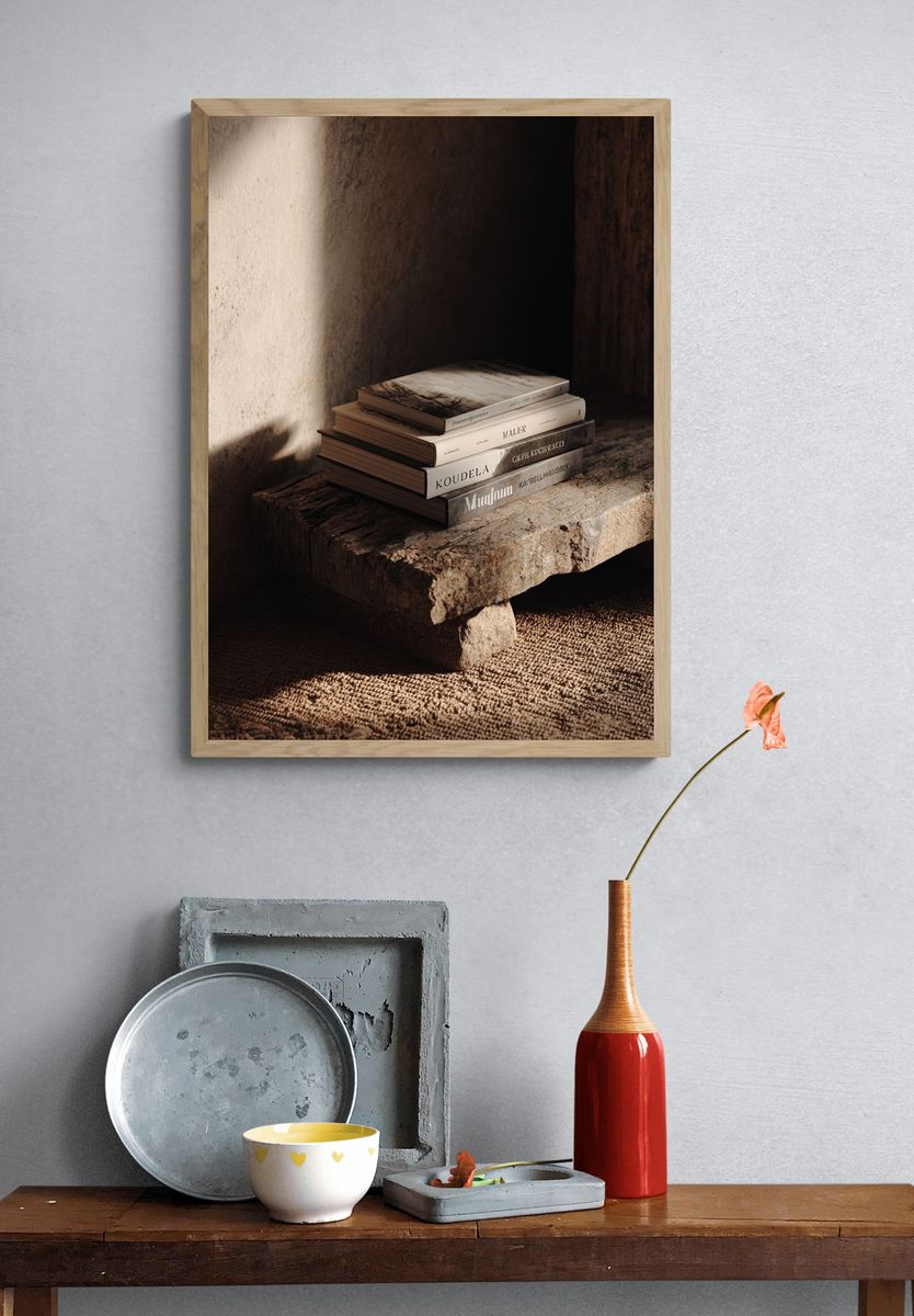 Rustic Books Still Life Print. — room view 3