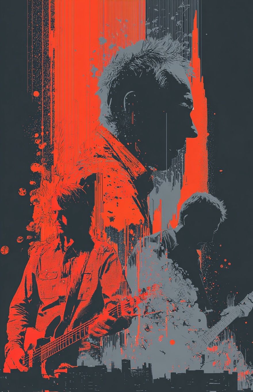 Rock Band Silhouette — Music Art Print. poster detail