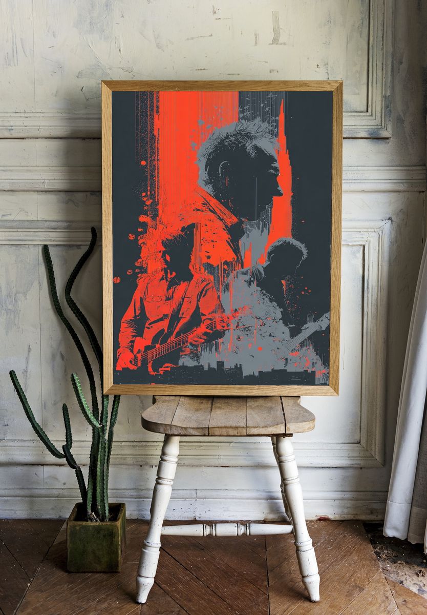 Rock Band Silhouette — Music Art Print. room preview