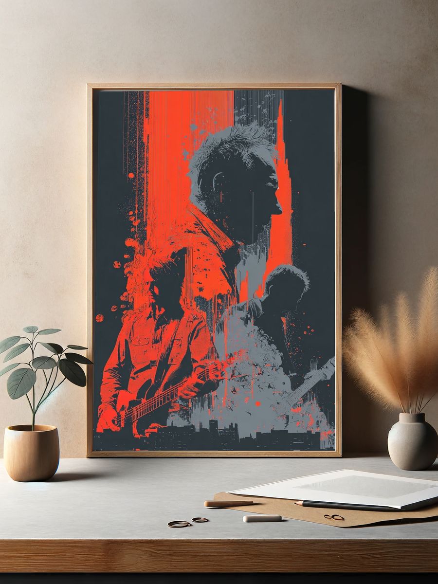 Rock Band Silhouette — Music Art Print. — room view 2