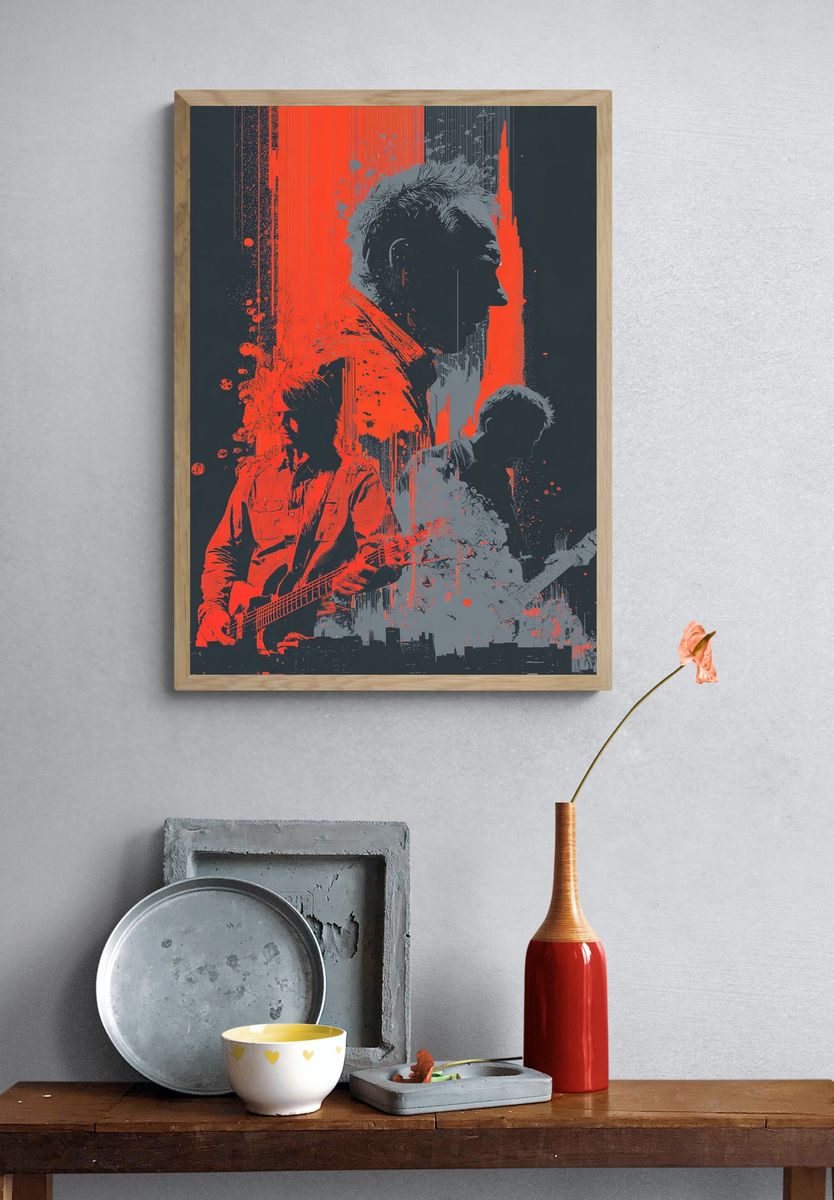 Rock Band Silhouette — Music Art Print. — room view 3