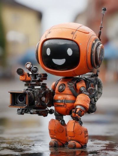 Happy Robot with Camera — Digital Art Print. poster