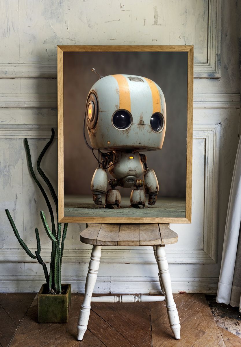 Vintage Robot Character — Illustration Print. — room view 1
