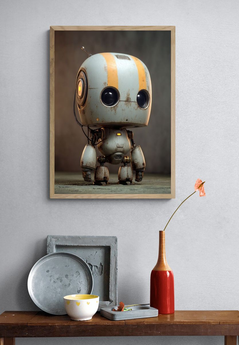 Vintage Robot Character — Illustration Print. — room view 3