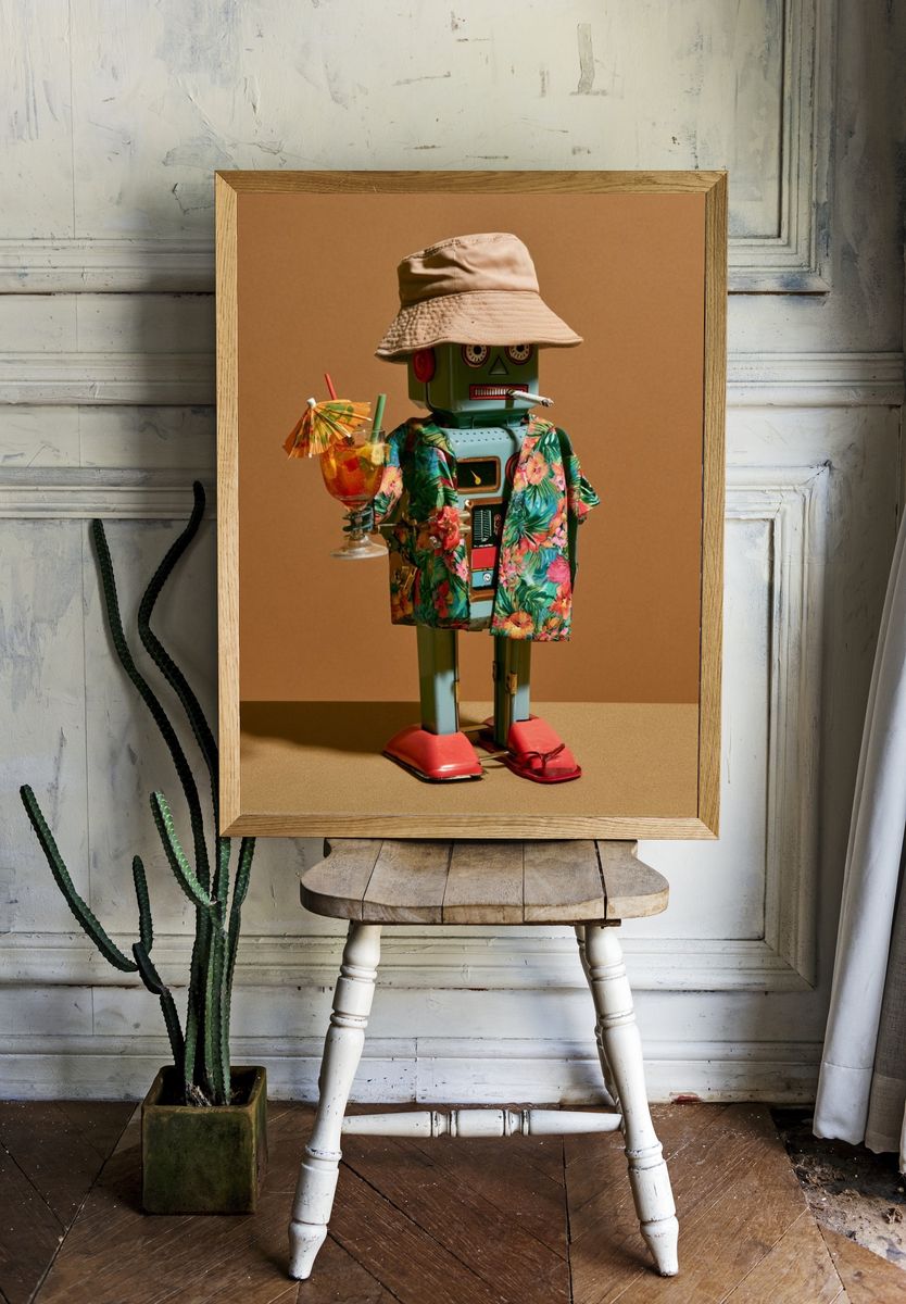 Tropical Robot Cocktail Photography Poster. room preview